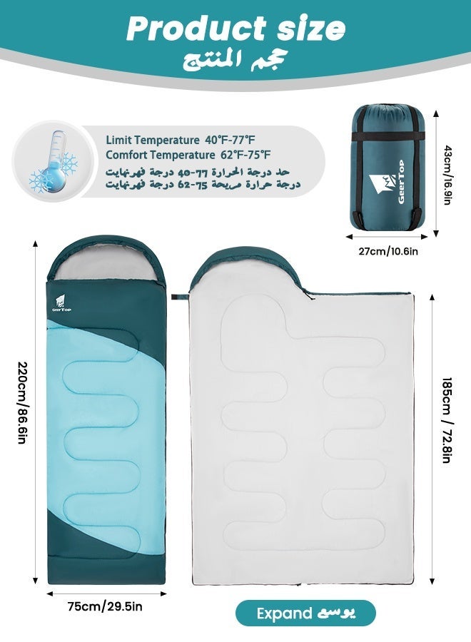 GEERTOP Backpacking Sleeping Bag for Camping, Lightweight Sleeping Bags for Adults Kids Summer Warm Cold Weather Hiking Travel - Image 2